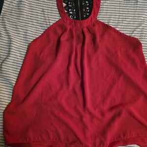 Charlotte Russe Red Lace-Back Blouse